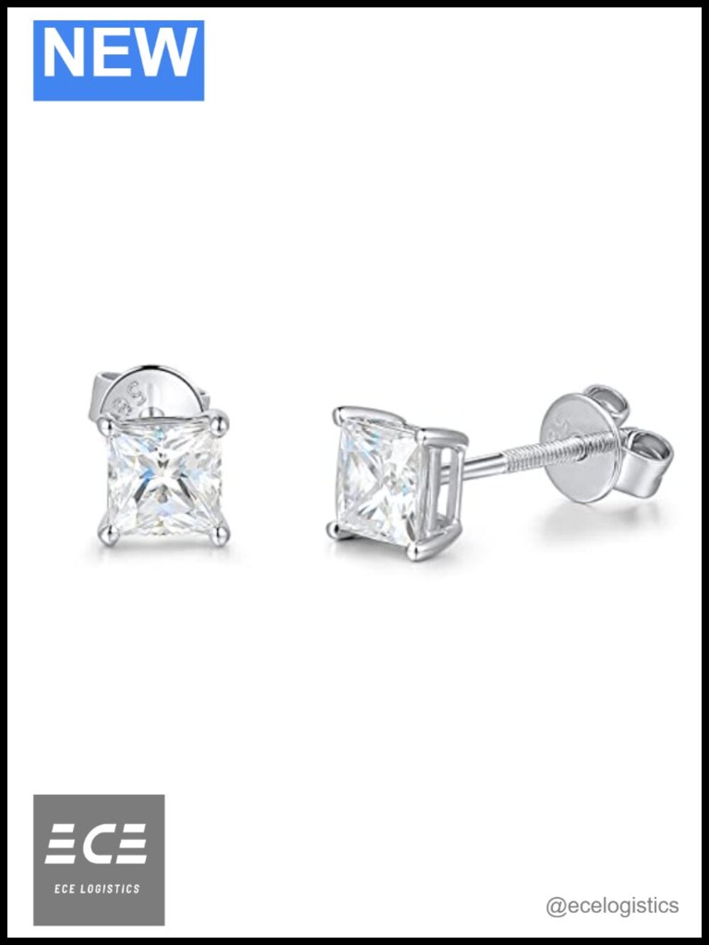 14k Solid White Gold Moissanite Stud Earrings 1.02cttw VVS Screw Back